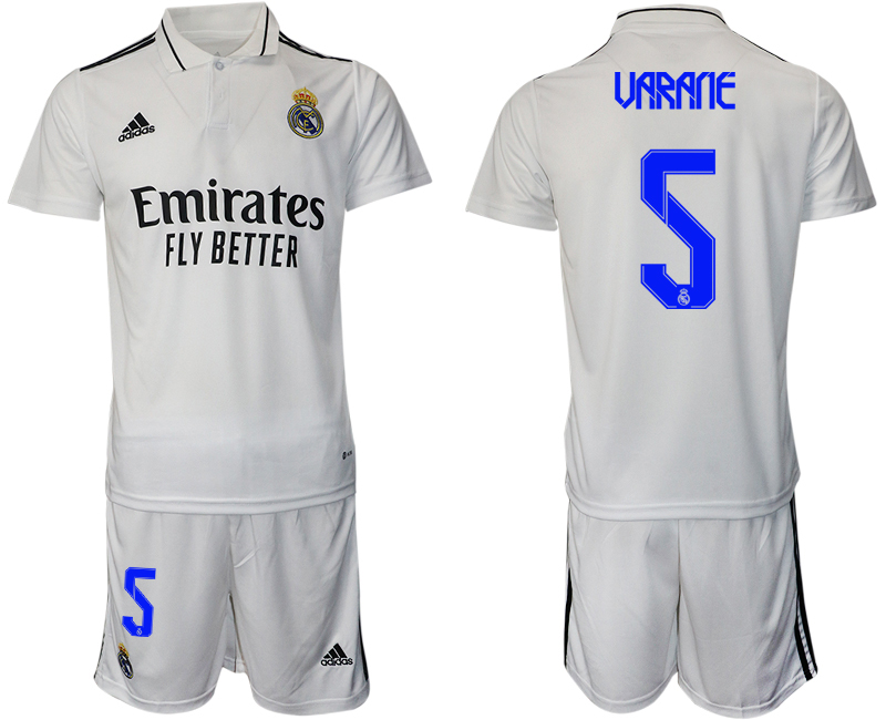 Men 2022-2023 Club Real Madrid home white #5 Adidas Soccer Jersey